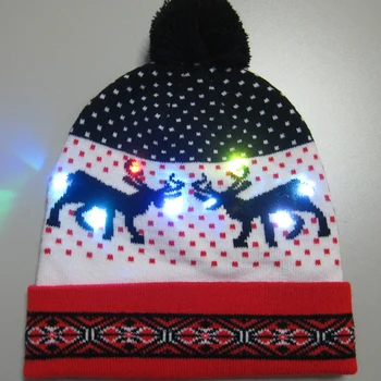 19Type LED Kalėdų Skrybėlę Megztinis Megztas Beanie Kalėdų Šviesos Iki Megzti Skrybėlę Dovana Vaikas Suaugusiųjų Kalėdų Šalis Šilčiau Bžūp