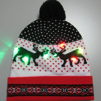 19Type LED Kalėdų Skrybėlę Megztinis Megztas Beanie Kalėdų Šviesos Iki Megzti Skrybėlę Dovana Vaikas Suaugusiųjų Kalėdų Šalis Šilčiau Bžūp