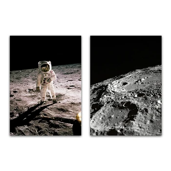Astronautas Kosmose Drobės Tapybos Žemė, Mėnulis, Planetos Sienos Meno Plakatas HD Spausdinti Paveikslėliai Šiuolaikinio Gyvenimo Kambario, Namo Apdaila