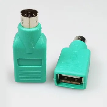 10VNT USB Female Jack 6 Pin DIN PS2 Male Plug Kabelio Adapteris Žydra Spalva Kompiuterinės Pelės, Klaviatūros Jungtis Converter 