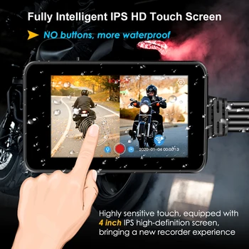 DVR Brūkšnys-Cam Vizija Motociklo GPS Protingas realaus laiko Stebėjimo Kamerą Motociklą Plataus Kampo Dual HD Kamera 1080P Vandeniui