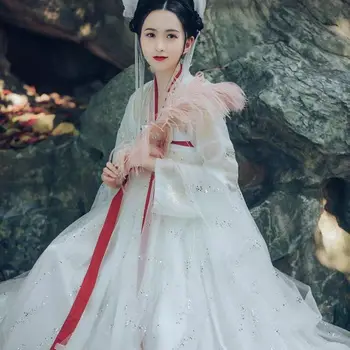 Kinijos Hanfu Suknelė Senovės Kostiumas Tradicinių Liaudies Šokių Scenos Drabužių, Retro Dainininkai Princesė Dress Moterų Šiuolaikinės Hanfu Kailis