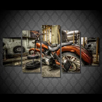 Modulinė Tapybos Drobė Sienos Menas Nuotraukas, Namuose 5 Skydelis Motociklo Dekoracija Kambarį Šiuolaikinių HD Spausdinti Plakato Rėmas