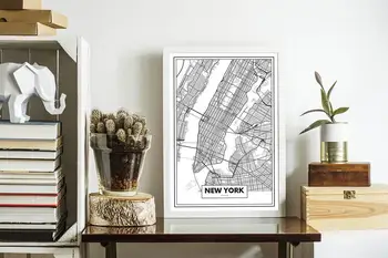 Panorama plakatas New York žemėlapis atspausdintas 250gr aukštos kokybės popieriaus-sienos plakatas-šiuolaikinės dekoratyvinės nuotraukas