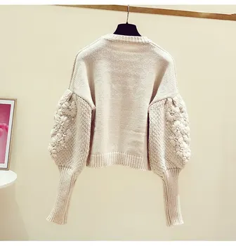 2020 m. rudens ir žiemos naujų korėjos tingus stiliaus žibintų rankovėmis megztinis megztinis trimatis gėlių siuvinėjimas megztinių moterims