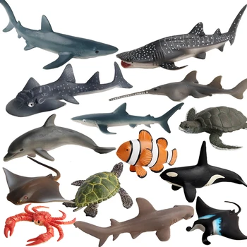4pcs/Daug Imituoti Vandenyno Gyvenimo Modelį, Žaislai Sea Life Veiksmų Skaičius, Banginių, Delfinų, Vėžlių, Krabų Statulėlės Modelius, Žaislus, Dovana, Namų Dekoro