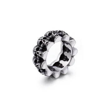 Naujas, nerūdijančio plieno, kaukolės žiedas alternatyvių titano plieno vyrų asmenybės uodega žiedas