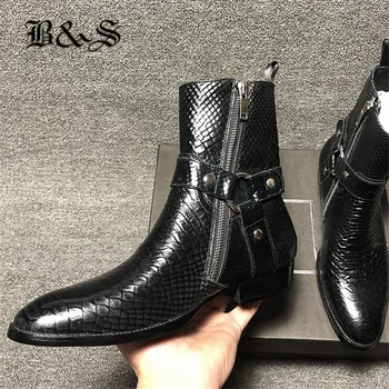 Black& Street karvės odos Iškilumo Serpentine suknelė didelis odos Diržas, Batai, aukštos klasės rankų darbo vyrų vakarų batai
