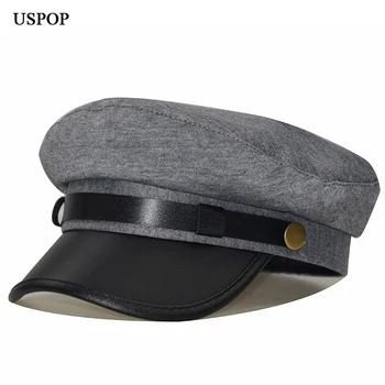 USPOP Naujas Mados moterų newsboy kepurės PU kraštų skrybėlę atsitiktinis moterų kratinys aštuoniakampis bžūp flat top kepurės snapeliu