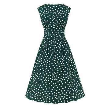 LSYCDS Elegantiška Vintage Polka Dot Suknelė Moterims Aukšto Juosmens Slim Midi Vidurio Blauzdos Suknelės Rankovių O-Kaklo Šalis Vasaros Atsitiktinis Suknelė