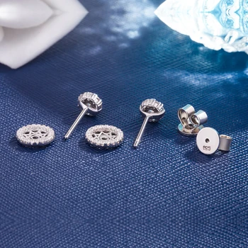 Karšto Pardavimo Romantiška 925 sterlingas sidabro Juvelyriniai 2 būdai, kaip dėvėti Stud Auskarai moters Vestuvių AAA, Cirkonio Akmuo Auskarai