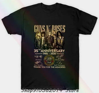 Guns N Roses, 35Th Anniversary Nariai Parašas 1985 2020 Unisex marškinėliai Reguliariai