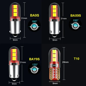 2vnt BA9S BAX9S, LED Lemputes, H21W BAY9S T10 W5W H6W T4W Priešrūkiniai Žibintai, Automobilių Žibintai Atbulinės Stovėjimo Licencijos Plokštės Interjero Auto Lempos