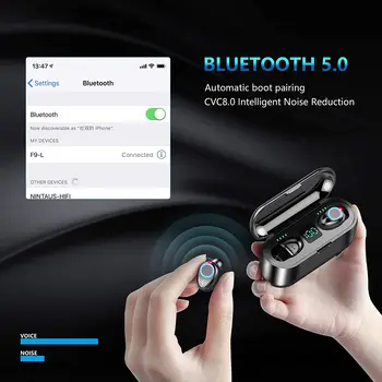 Belaidės Ausinės TWS Bluetooth V5.0 ausinių LED Ekranas Su 2000mAh Baterija Lauke Galia Banko Rankų įrangos Ausinių Su Mikrofonu