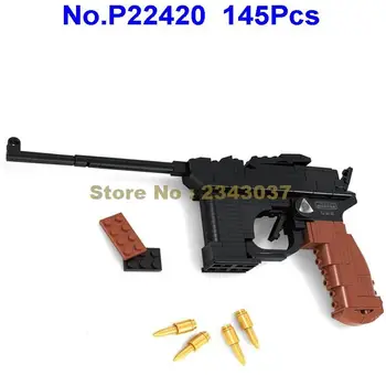 Ausini m1898 145pcs karinės serijos pistoletas pistoletas ginklas, ginklai 1:1 pastato blokas Žaislas