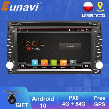 Eunavi 2 Din Android10 Universaliųjų Automobilių daugialypės terpės Grotuvas, DVD, Radijo, GPS Navigacija, Auto Touch 