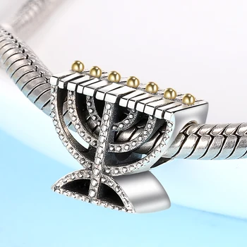 SG 925 sterlingas sidabro mados menorah judaica Žydų karoliukai pakabukai moterims tinka originalios Europoje apyrankės juvelyrikos priėmimo