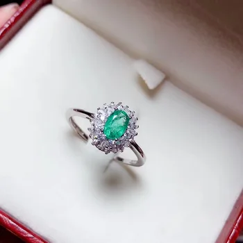 KJJEAXCMY boutique papuošalus 925 sterlingas sidabro inkrustacijos gamtos smaragdas moterų žiedas paramos aptikimo gražus