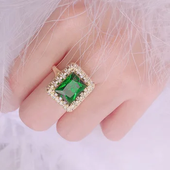 925 Sidabro Spalvos Smaragdas Žiedas Moterims Green Jade Anillos Turkis Bizuteria Prabangių Vestuvių Brangakmenio Papuošalai, Deimantų Žiedai