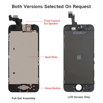 Sinbeda iPhone 5 5s se 5c LCD Ekranas Jutiklinis Ekranas skaitmeninis keitiklis Asamblėjos+Home Mygtukas +Priekinė Kamera+ausinės Visą Ekraną