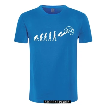Juokinga Kitesurf Marškinėliai - Kite Surfinger Evoliucija Kite Boarding, Medvilnės, Print T-Shirt Cool Slim Fit Laiškas Spausdinti Marškinėliai