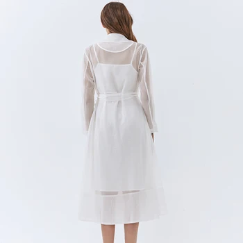 TWOTWINSTYLE Plunksnų Perspektyvos Akių Elegantiška Suknelė Moterims Įpjovomis Aukšto Juosmens Diržas Slim Suknelės Moterų Moteriški Drabužiai 2021