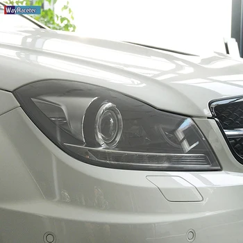 2 Vnt Automobilių Žibintų Apsauginė Plėvelė Skaidri, Juoda TPU Lipdukas Mercedes Benz C Class W204 C63 AMG 2011-Priedai
