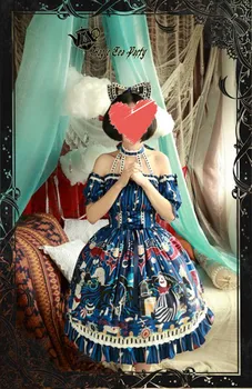 Princess arbatėlė saldus lolita dress senovinių nėrinių bowknot mielas spausdinimo viktorijos suknelė kawaii girl gothic lolita op loli cos