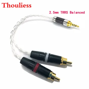 Thouliess Hi-end 2,5 mm TRRS/4.4 mm Subalansuotas Vyrų 3,5 mm Lizdas RCA Plug Aux Kabelis 8x 1,0 mm Sidabro Vielos Headphone Amp