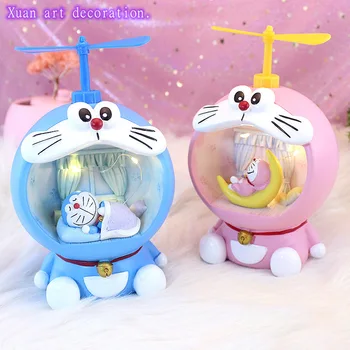 [Atsargų] Originalumas Doraemon Naktį šviesos Ornamentų BLYKSNIS ŠVIESOS, Jis taip pat piggy bank Kalėdų dovanos vaikams