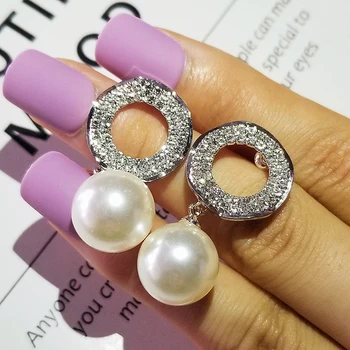 2021 naujas prabangus retro halo Pearl 925 sterlingas sidabro auskarai moterims, Valentino Dienos dovana, juvelyriniai dirbiniai didmeninė E5492