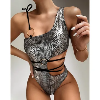 Seksuali Gyvatė spausdinti Push Up monokini 2020 String maudymosi kostiumėliai moterims, vienas gabalas Tuščiaviduriai iš Brazilijos maudymosi kostiumėlį Mujer Aukštos sumažinti maudymosi kostiumas