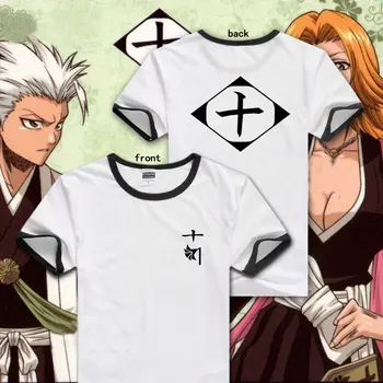 Japonijos Anime Cos balinimo t-shirt Hitsugaya Toushirou Kuchiki Byakuya cosplay Trumpas Rankovės Medvilnės Atsitiktinis Marškinėlius Tee Marškinėliai Viršų
