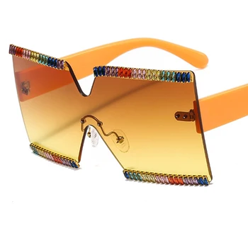 Negabaritinių Moterų akinių Mados Prekės ženklo Dizaineris Aikštėje Gradientas Akiniai nuo saulės Moterų Taškus Geltonos Atspalvių Akių Bezel De Soleil