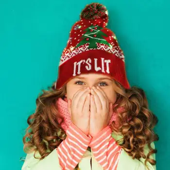 LED Megzti Kalėdų Skrybėlę Megzti Megztinis įsižiebti Kalėdų Šviesos Beanie Skrybėlių Naujųjų Metų Kalėdų Dekoro Vaikams Suaugusieji