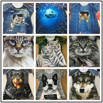 NoisyDesigns Harajuku Moteris Vasaros T Shirts Mielas 3D Gyvūnų Meino Meškėnų Kačių Spausdinti Mergina Tee Mados Trumpas Rankovės Zanzea T-shirt