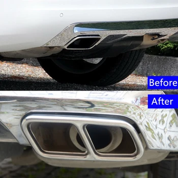 Nerūdijančio Plieno Uodega Gerklės Vamzdis Modifikuotų Padengti Apdaila Mercedes Benz GLK X204 CLS 2012-2017 Automobilių Išmetamųjų dujų Liekamosios Vamzdžių Apdaila