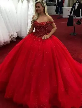 Raudona Brangioji Quinceanera Suknelės kamuolys suknelė Appliques Nėrinių Saldus 16 Suknelės Vestidos De-15 Metų