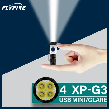 Naujas Mini galingas LED žibintuvėlis fakelas 18650 18350 Įkraunamas USB mažas žibintuvėlis 4 XPG3 žibintuvėlis T6 šviesos vandeniui žibintų