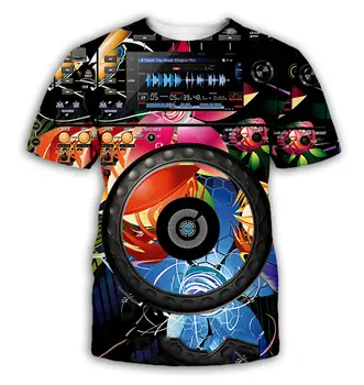 Naujausias Mados Rock, Disco Party DJ T marškinėliai Spausdinti Unisex trumpomis Rankovėmis Vyrams, Moterims, Hip-Hop 3D Marškinėliai, Palaidinės Viršūnes DJ006