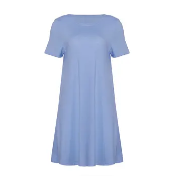 2020 Metų Vasaros, O Kaklo Trumpomis Rankovėmis Moterims Marškinėliai Suknelė Priežastinis Prarasti Moterų Mini Suknelės Pagrindinio Stiliaus Patogus Sleepwear Suknelė