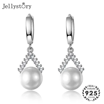 Jellystory 925 sterlingas sidabro auskarai su gėlavandenių perlų lašas auskarai smulkūs juvelyriniai dirbiniai moterų vestuvių puotą dovanų šalis