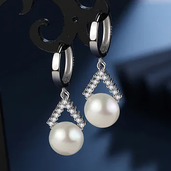 Jellystory 925 sterlingas sidabro auskarai su gėlavandenių perlų lašas auskarai smulkūs juvelyriniai dirbiniai moterų vestuvių puotą dovanų šalis