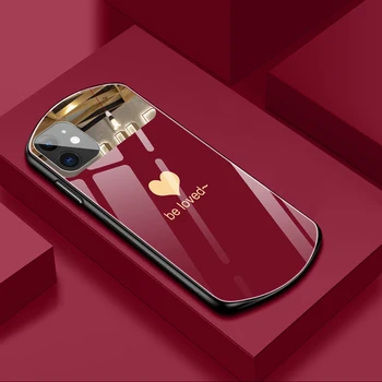 Prabanga Mielas Ovalo formos, Širdies formos, Grūdintas Stiklas Telefono dėklas Skirtas iPhone 12 11 Pro Max XSmax XR X SE 8 7 6 Plius Veidrodis Silikono Padengti