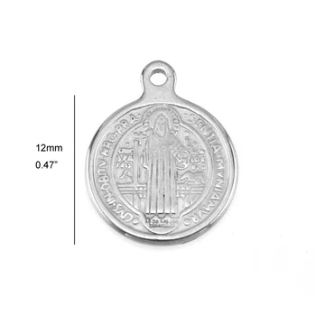 10vnt tėvas pakabukas Saint Benediktas Medalis Sankt Benediktas žymes Nerūdijančio plieno monetos Katalikų bažnyčia, apvalus lizdas pakabukai