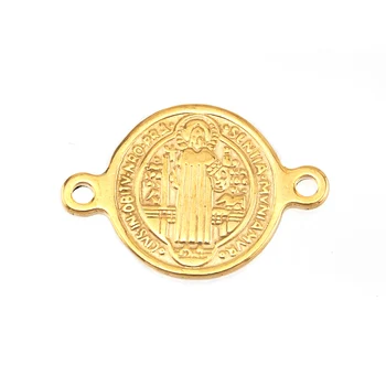 10vnt tėvas pakabukas Saint Benediktas Medalis Sankt Benediktas žymes Nerūdijančio plieno monetos Katalikų bažnyčia, apvalus lizdas pakabukai