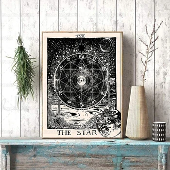 Sun Moon Taro Sienos Meno Mandala Dizaino Taro Žvaigždė Drobės Tapybos Namų Dekoro