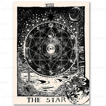 Sun Moon Taro Sienos Meno Mandala Dizaino Taro Žvaigždė Drobės Tapybos Namų Dekoro