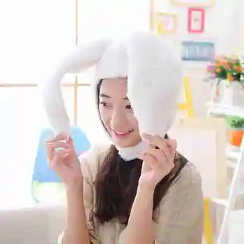 Triušio Kepurę Minkštas Pliušinis Ilgai Bžūp Ausies Šalies Žiemos Triušio Kostiumas White Rabbit Cap Moteriška Skrybėlė
