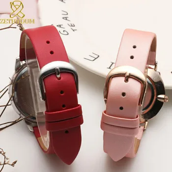 Natūralios odos laikrodžio apyrankė 10 12 14 16 18 20mm moterų studentai mados watchband laikrodžius juostos rožinė spalva paprasta juosta